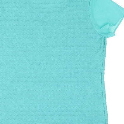 Per Una Womens Blue Polyester Basic T-Shirt Size 14 Round Neck