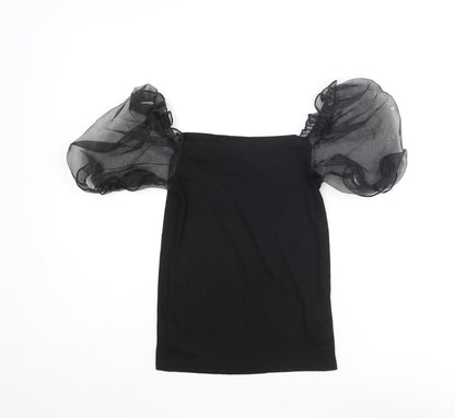 Womens UK Size 10 New Look Black Basic Blouse