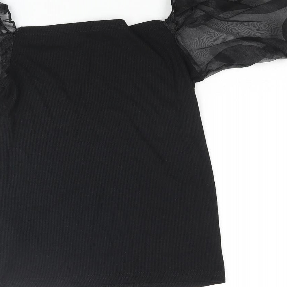 Womens UK Size 10 New Look Black Basic Blouse
