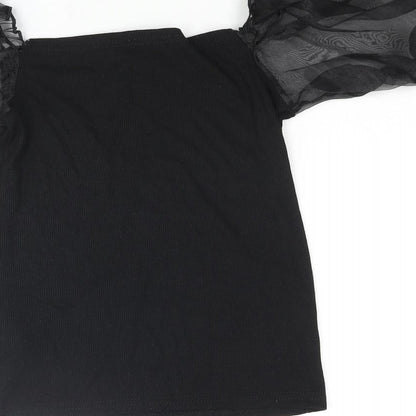 Womens UK Size 10 New Look Black Basic Blouse