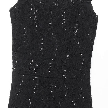 Quiz Womens Black Nylon Bodycon Size 8 Boat Neck Pullover - Lace