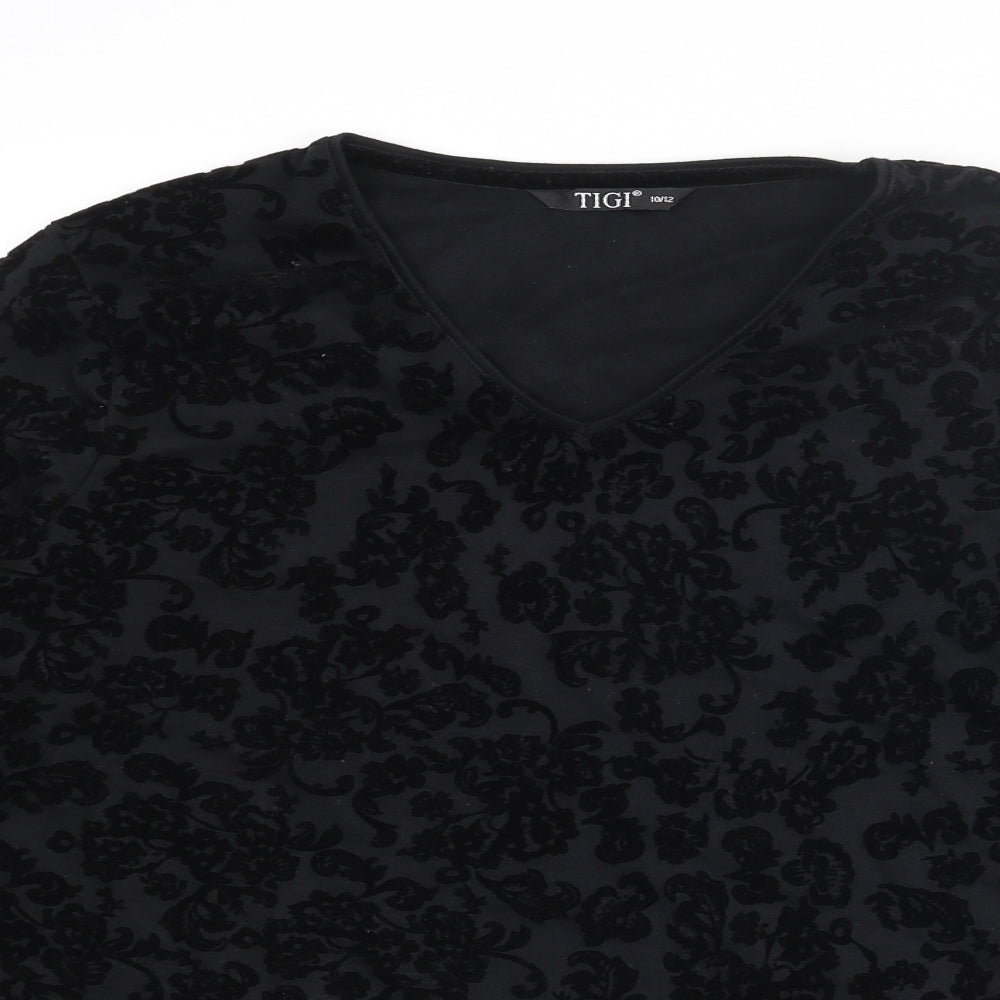 Womens UK Size 10 TIGI Black Basic T-Shirt