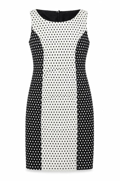 NEXT Womens Black Polka Dot Cotton Shift Size 10 Round Neck Zip