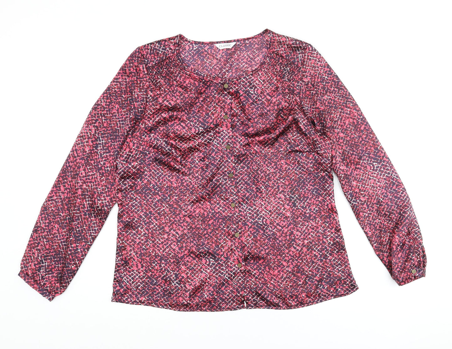 Womens UK Size 14 Classic Multicoloured Basic Button-Up