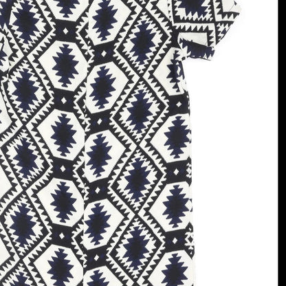 Vera & Lucy Womens Multicoloured Geometric Polyester A-Line Size S Round Neck Zip - Size S-M
