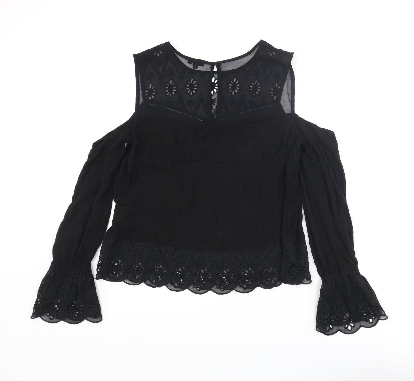 Womens UK Size 10 River Island Black Basic Blouse