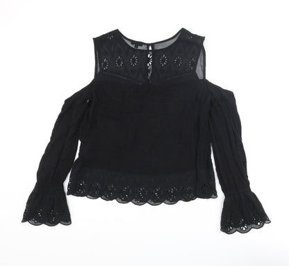 Womens UK Size 10 River Island Black Basic Blouse