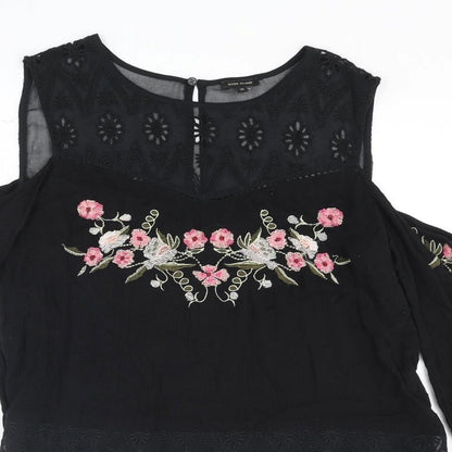 Womens UK Size 10 River Island Black Basic Blouse