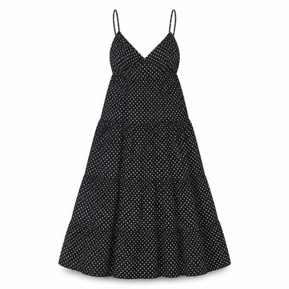 H&M Womens Black Polka Dot Cotton A-Line Size 4 V-Neck Pullover
