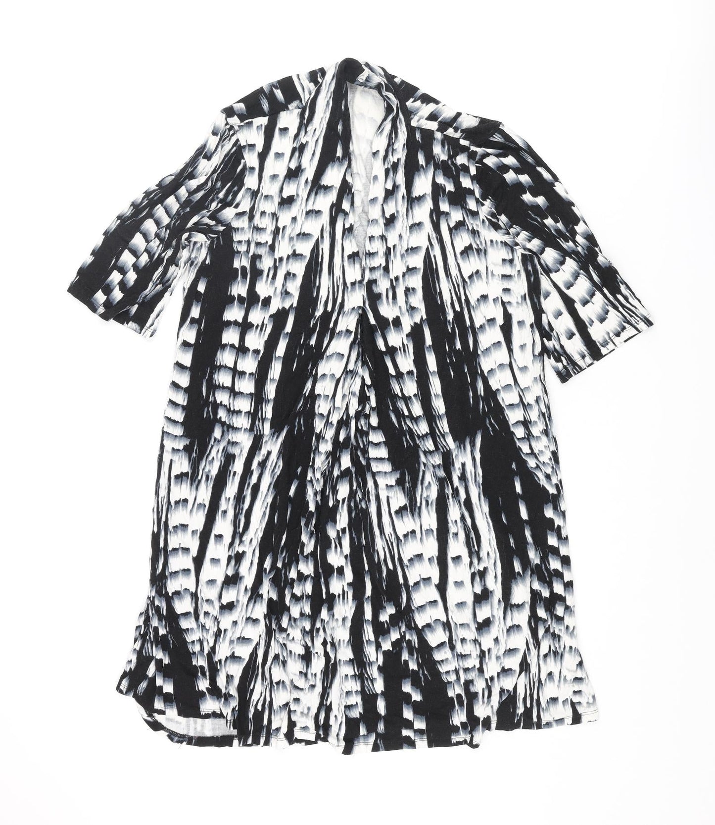 179 Mason Womens Black Geometric Viscose Tunic Blouse Size S V-Neck