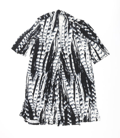 179 Mason Womens Black Geometric Viscose Tunic Blouse Size S V-Neck