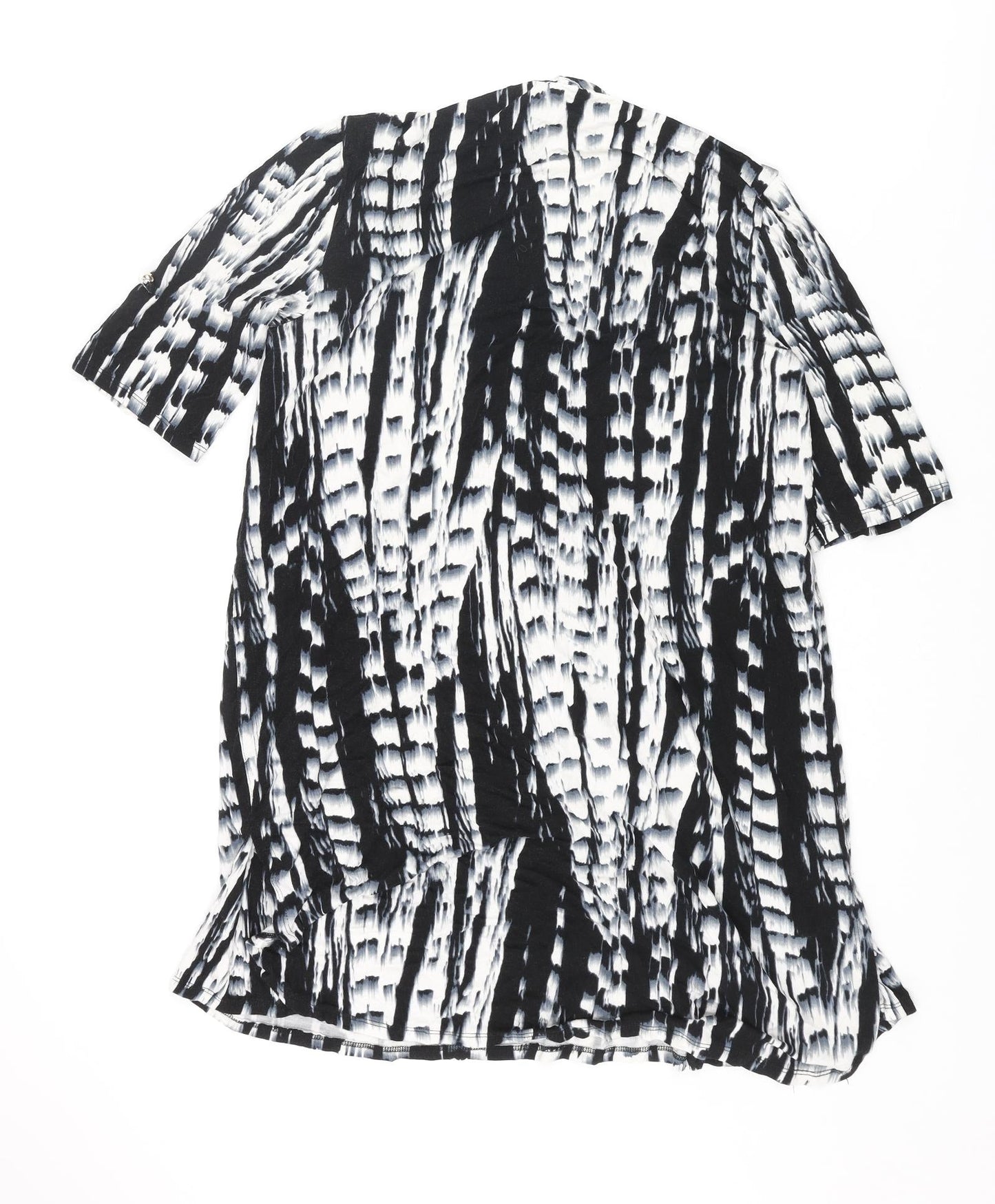 179 Mason Womens Black Geometric Viscose Tunic Blouse Size S V-Neck