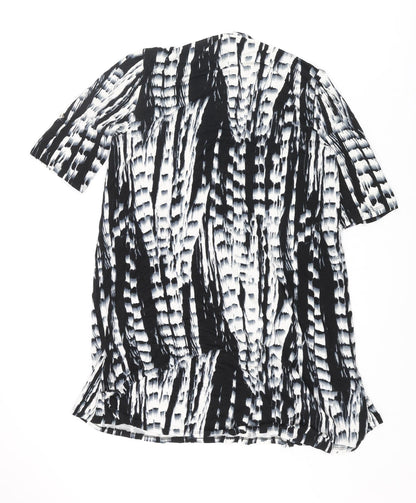 179 Mason Womens Black Geometric Viscose Tunic Blouse Size S V-Neck