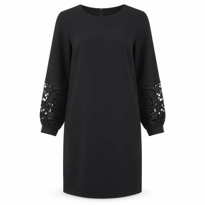 H&M Womens Black Polyester Shift Size 8 Round Neck Button