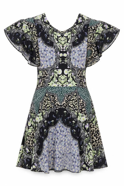 Miss Selfridge Womens Multicoloured Geometric Polyester A-Line Size 10 Round Neck Zip - Floral