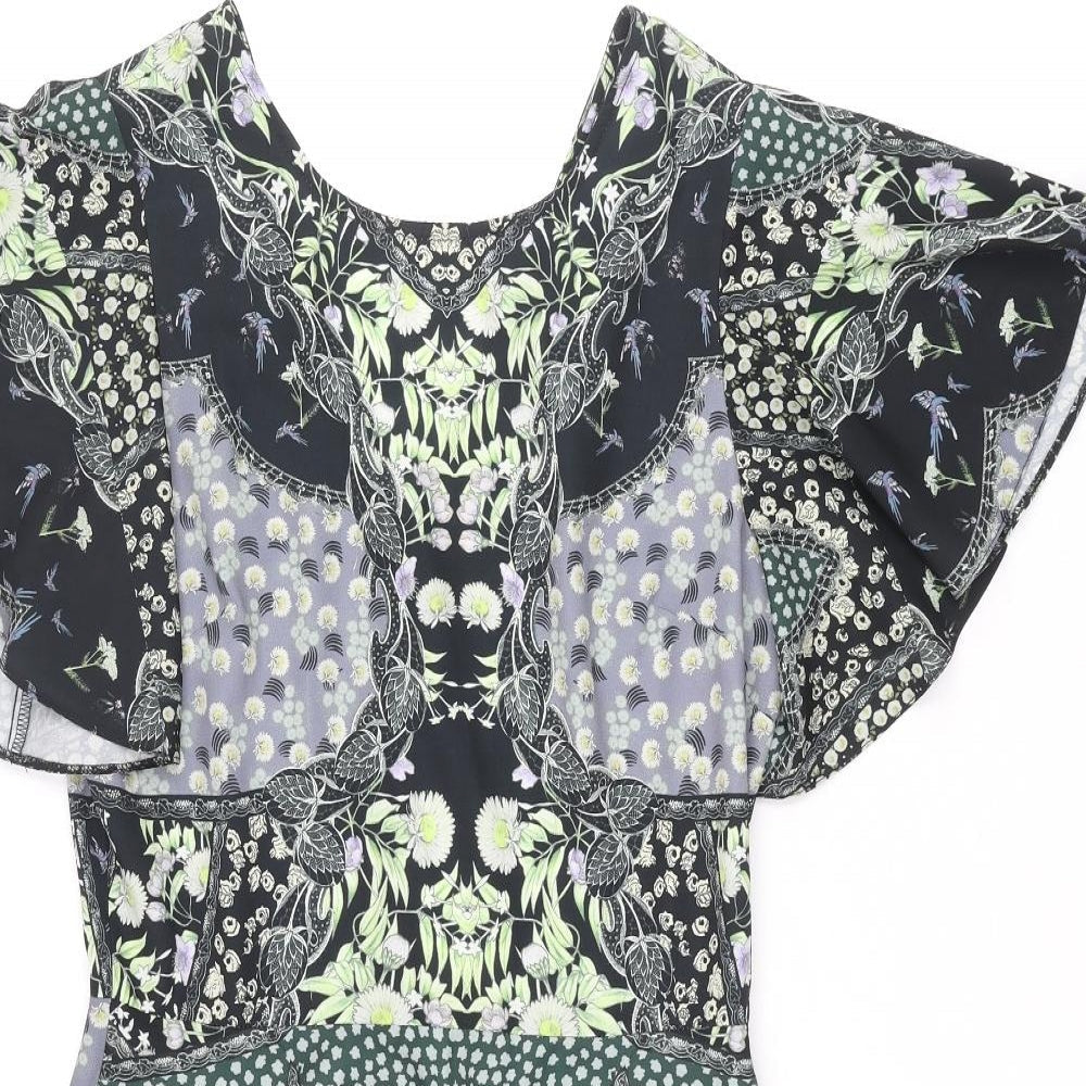 Miss Selfridge Womens Multicoloured Geometric Polyester A-Line Size 10 Round Neck Zip - Floral