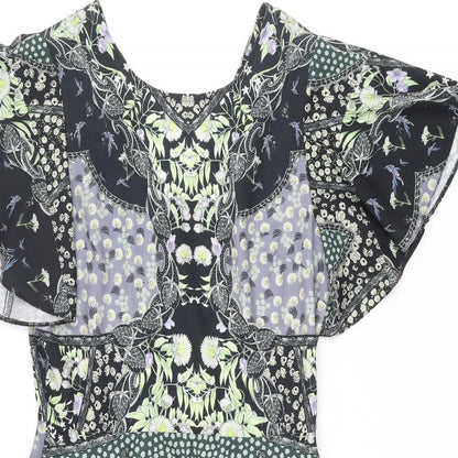 Miss Selfridge Womens Multicoloured Geometric Polyester A-Line Size 10 Round Neck Zip - Floral
