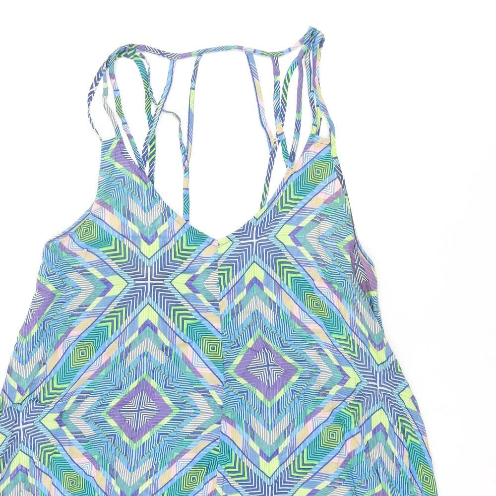 NEXT Womens Multicoloured Geometric Viscose A-Line Size 14 V-Neck Pullover