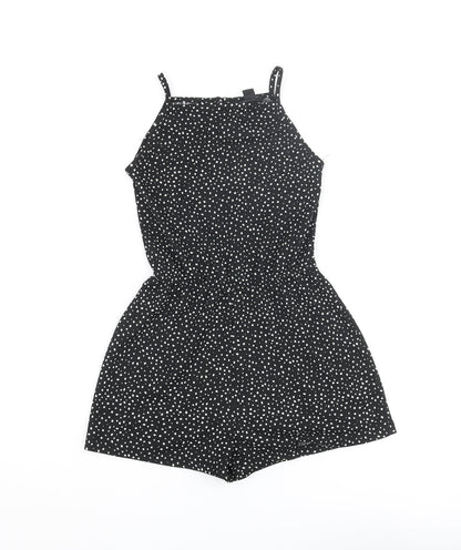New Look Girls Black Geometric Polyester Playsuit One-Piece Size 9 Years L3 in Button