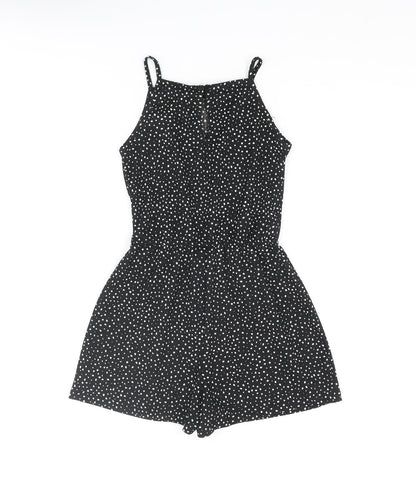 New Look Girls Black Geometric Polyester Playsuit One-Piece Size 9 Years L3 in Button