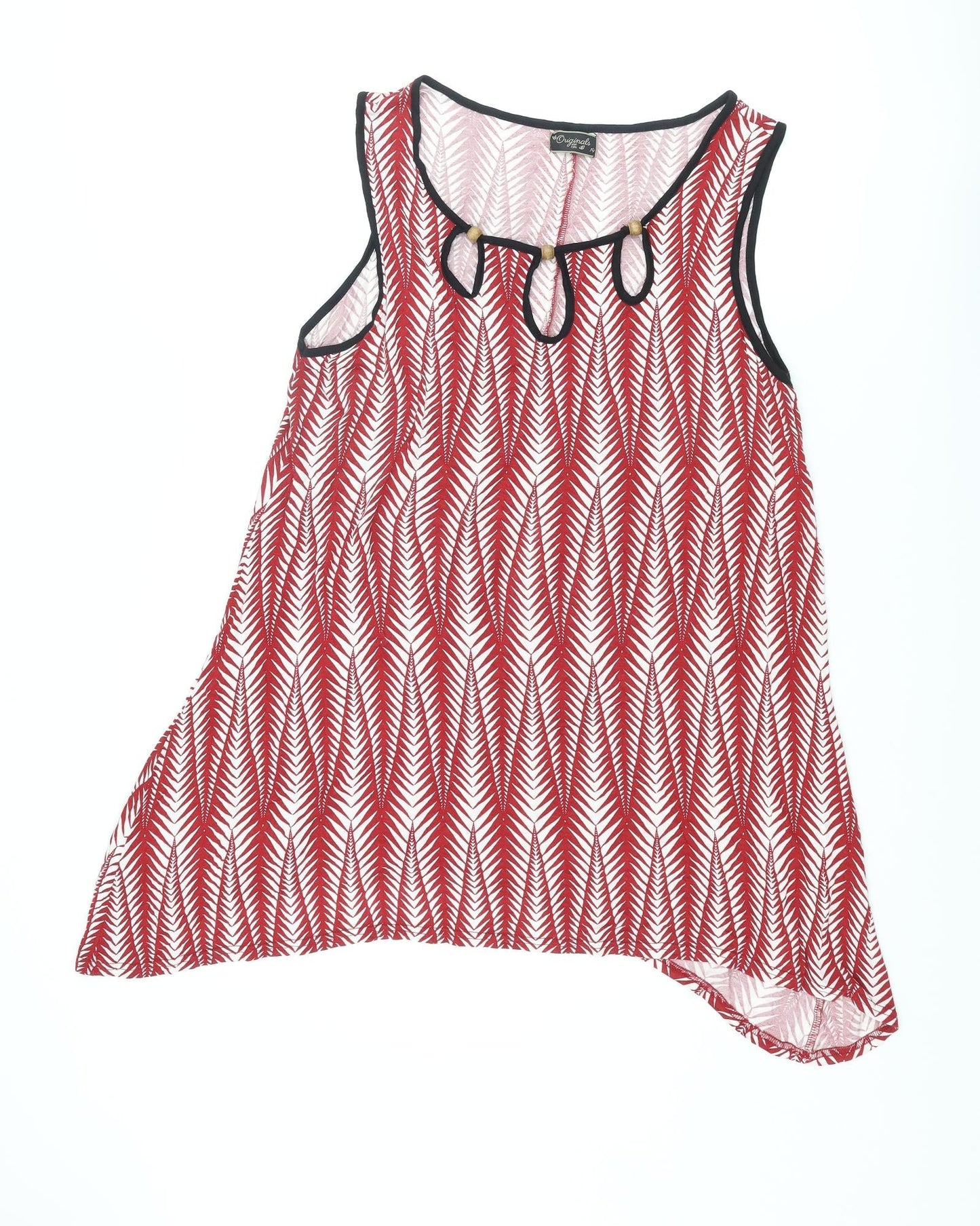 Originals Womens Red Geometric Viscose Basic Tank Size 14 Round Neck