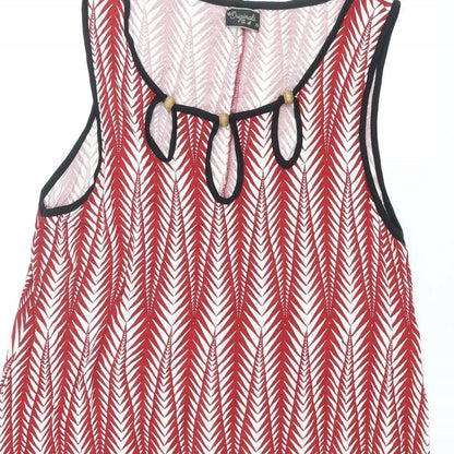 Originals Womens Red Geometric Viscose Basic Tank Size 14 Round Neck