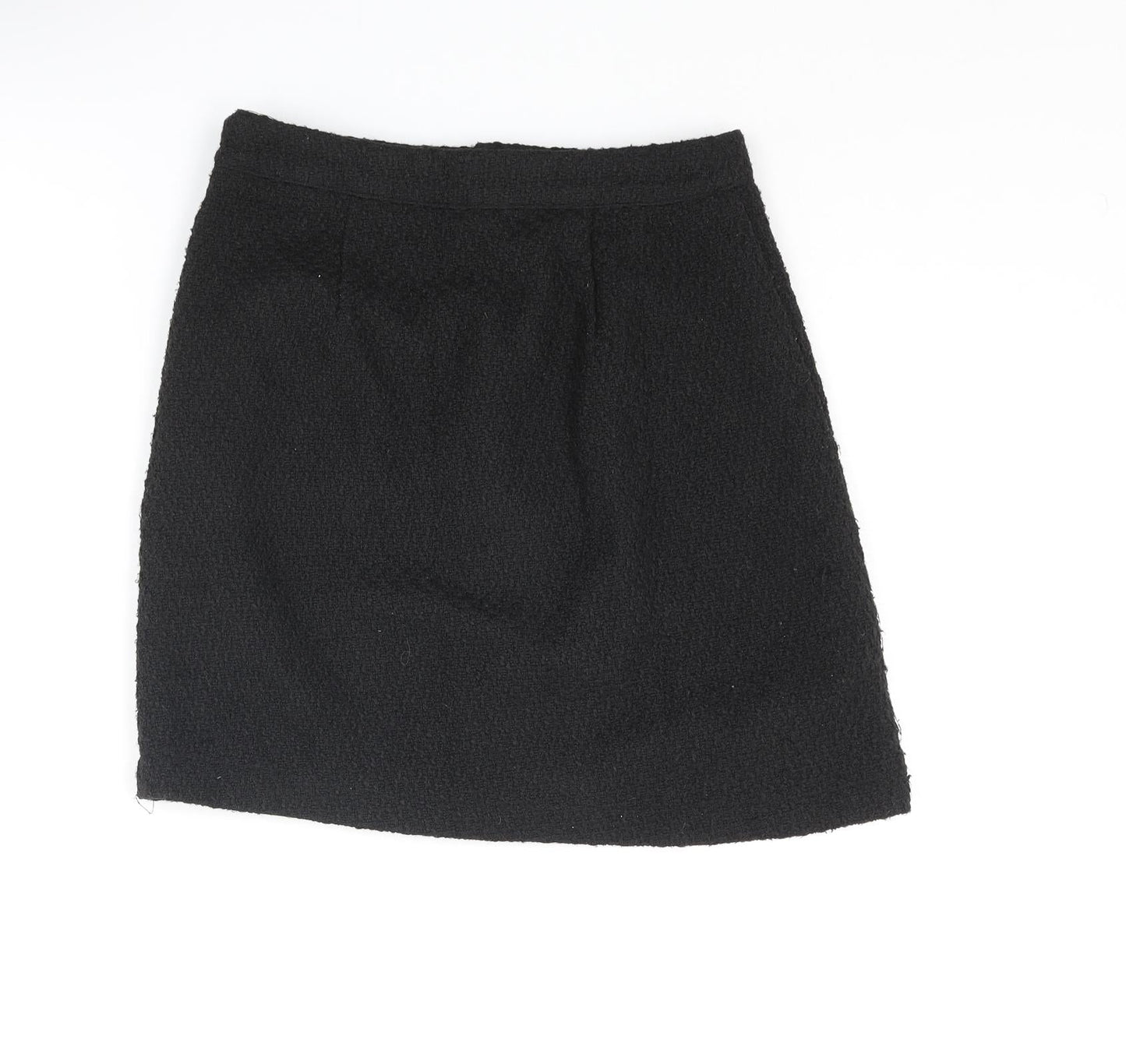 New Look Womens Black Polyester A-Line Skirt Size 6 Zip