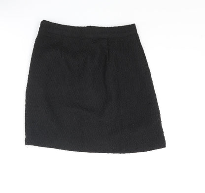 New Look Womens Black Polyester A-Line Skirt Size 6 Zip