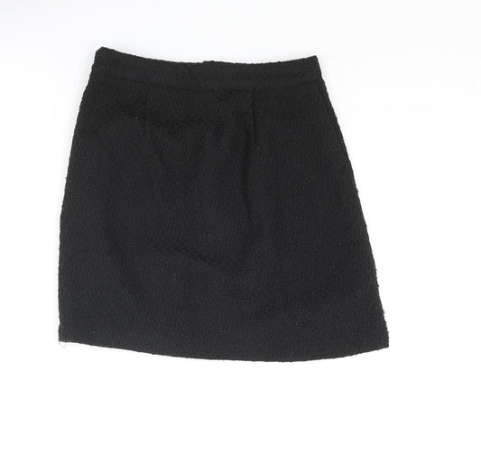 New Look Womens Black Polyester A-Line Skirt Size 6 Zip