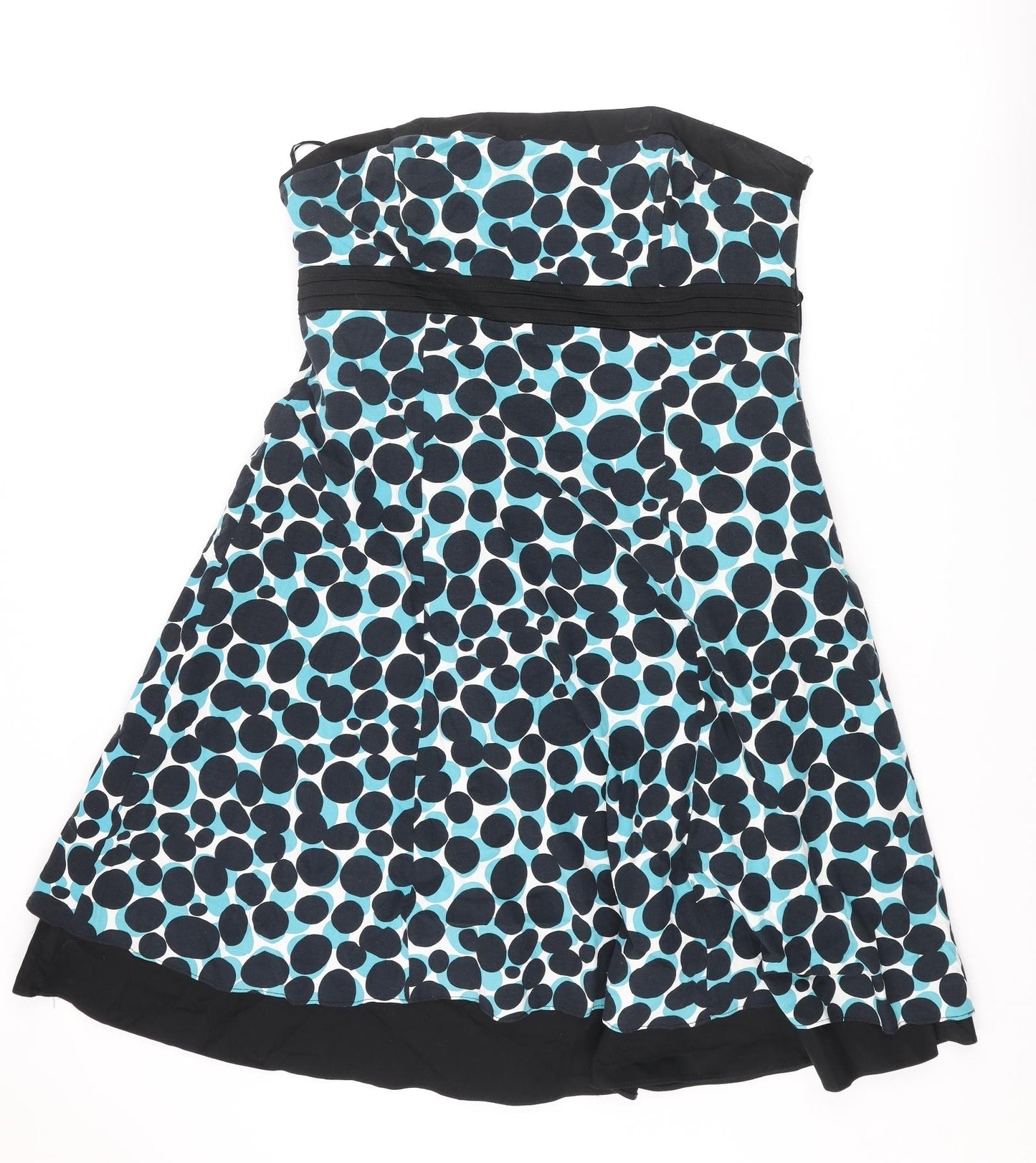 RJR.John Rocha Womens Multicoloured Polka Dot Cotton A-Line Size 18 Off the Shoulder Zip