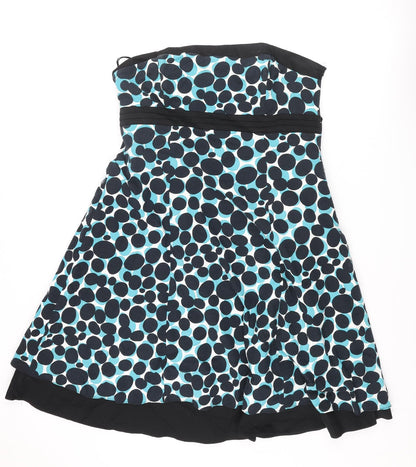RJR.John Rocha Womens Multicoloured Polka Dot Cotton A-Line Size 18 Off the Shoulder Zip