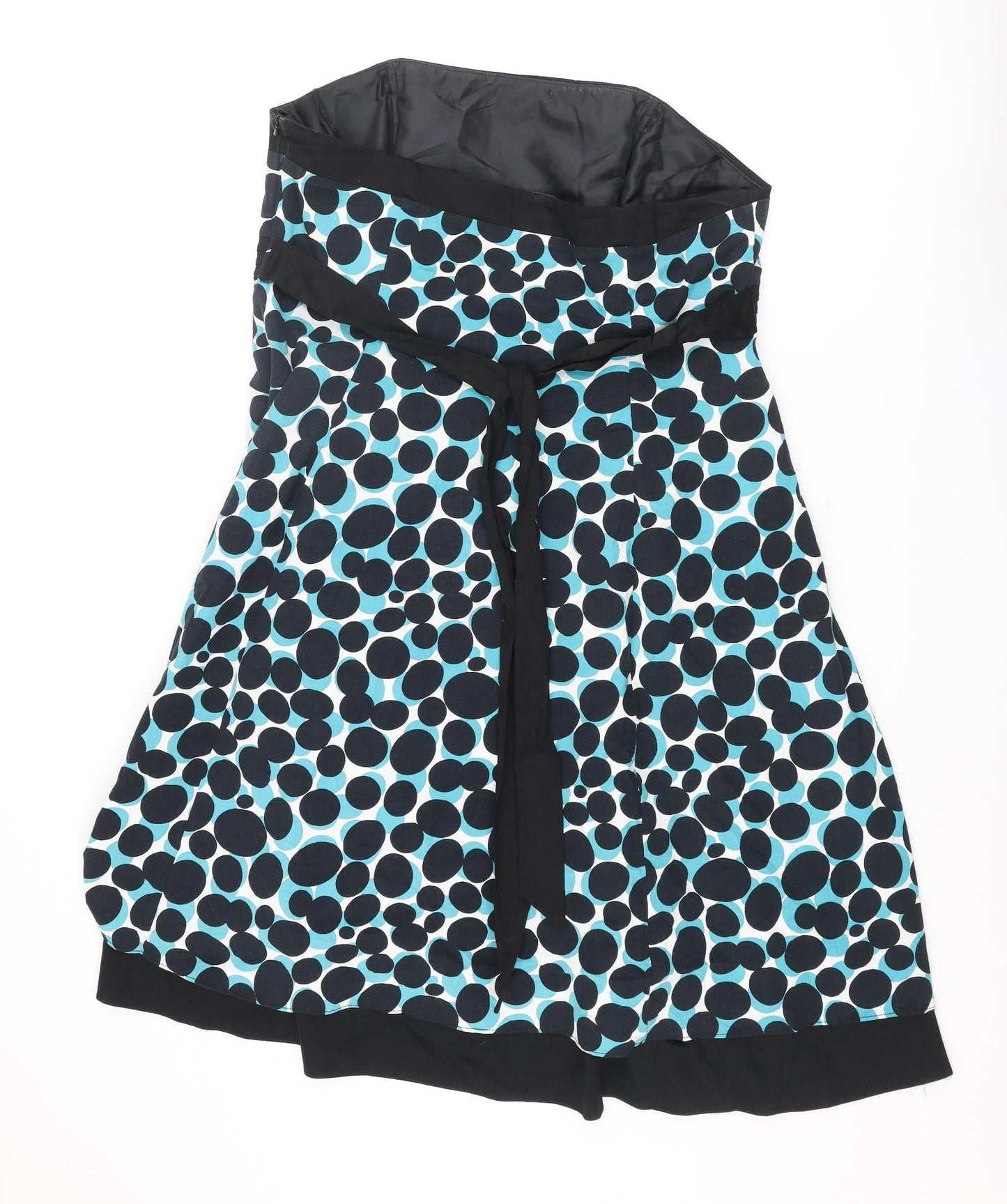 RJR.John Rocha Womens Multicoloured Polka Dot Cotton A-Line Size 18 Off the Shoulder Zip