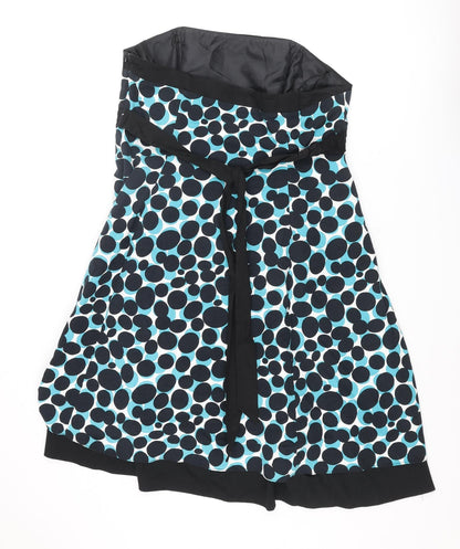 RJR.John Rocha Womens Multicoloured Polka Dot Cotton A-Line Size 18 Off the Shoulder Zip