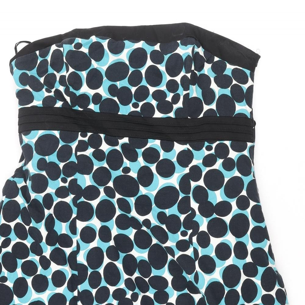 RJR.John Rocha Womens Multicoloured Polka Dot Cotton A-Line Size 18 Off the Shoulder Zip
