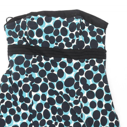 RJR.John Rocha Womens Multicoloured Polka Dot Cotton A-Line Size 18 Off the Shoulder Zip