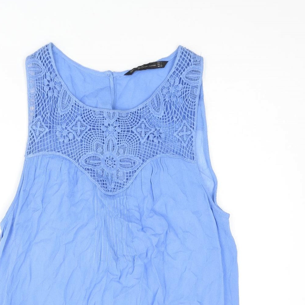 Womens UK Size L Zara Blue Basic Tank