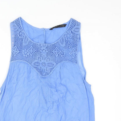 Womens UK Size L Zara Blue Basic Tank