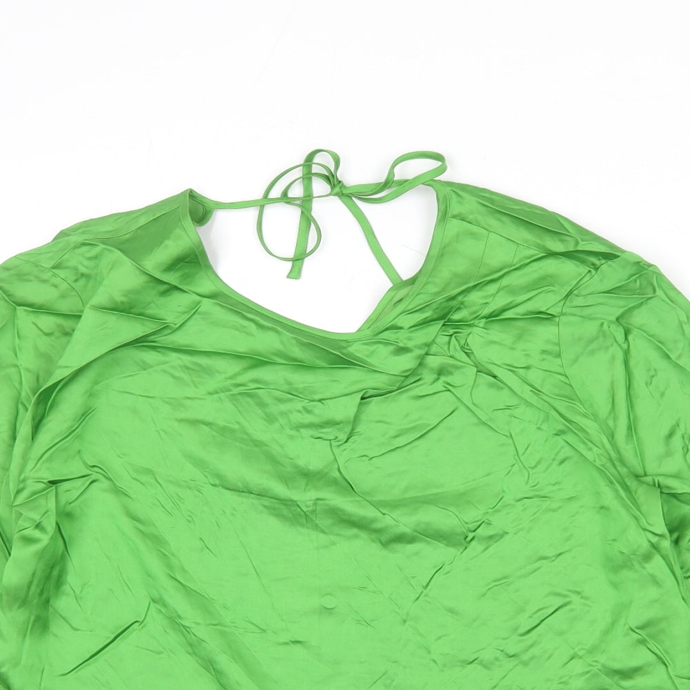 Autograph Womens Green Viscose Basic Blouse Size 8 Round Neck