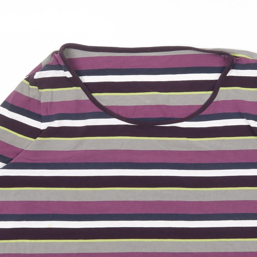 Bonita Womens Multicoloured Striped Viscose Basic T-Shirt Size L Round Neck