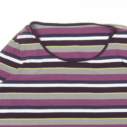 Bonita Womens Multicoloured Striped Viscose Basic T-Shirt Size L Round Neck