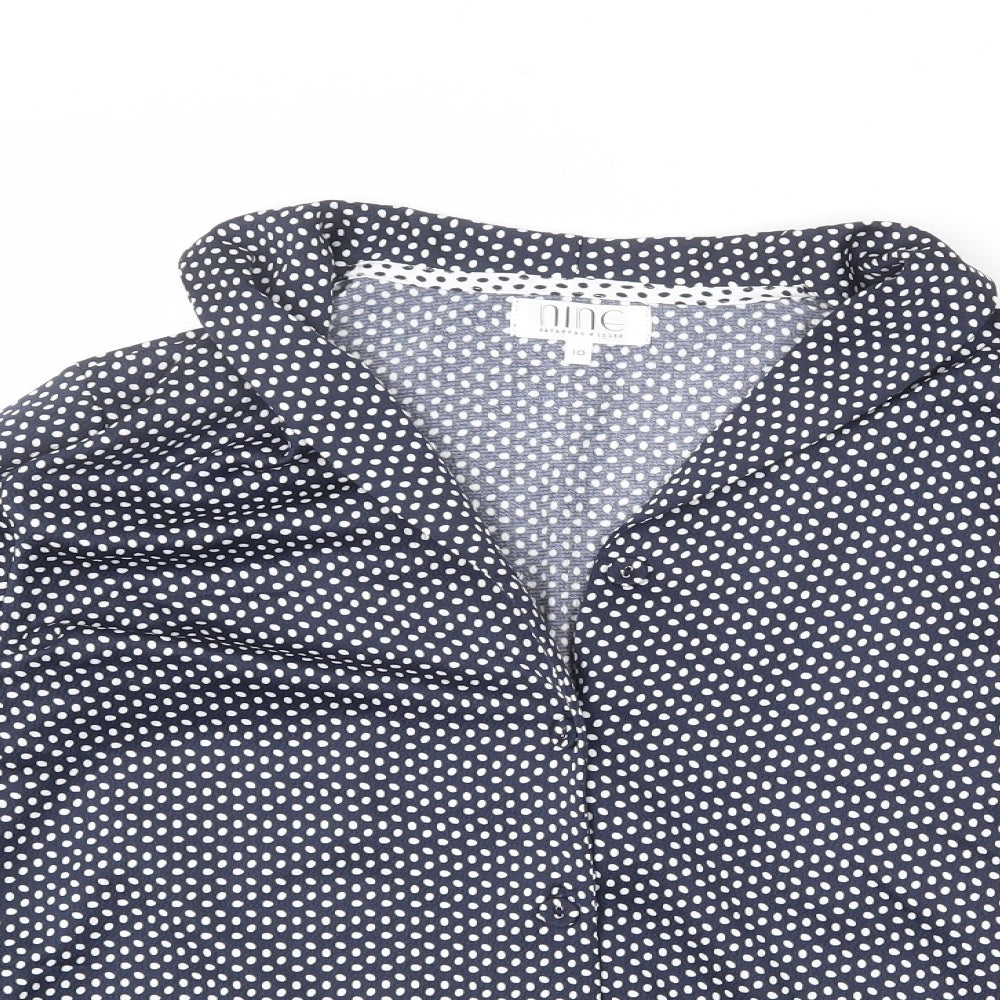 Womens UK Size 10 Nine Blue Basic Button-Up
