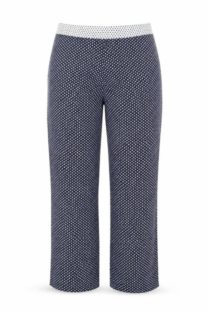 Nine Womens Blue Polka Dot Polyester Trousers Size 10 L30 in Regular