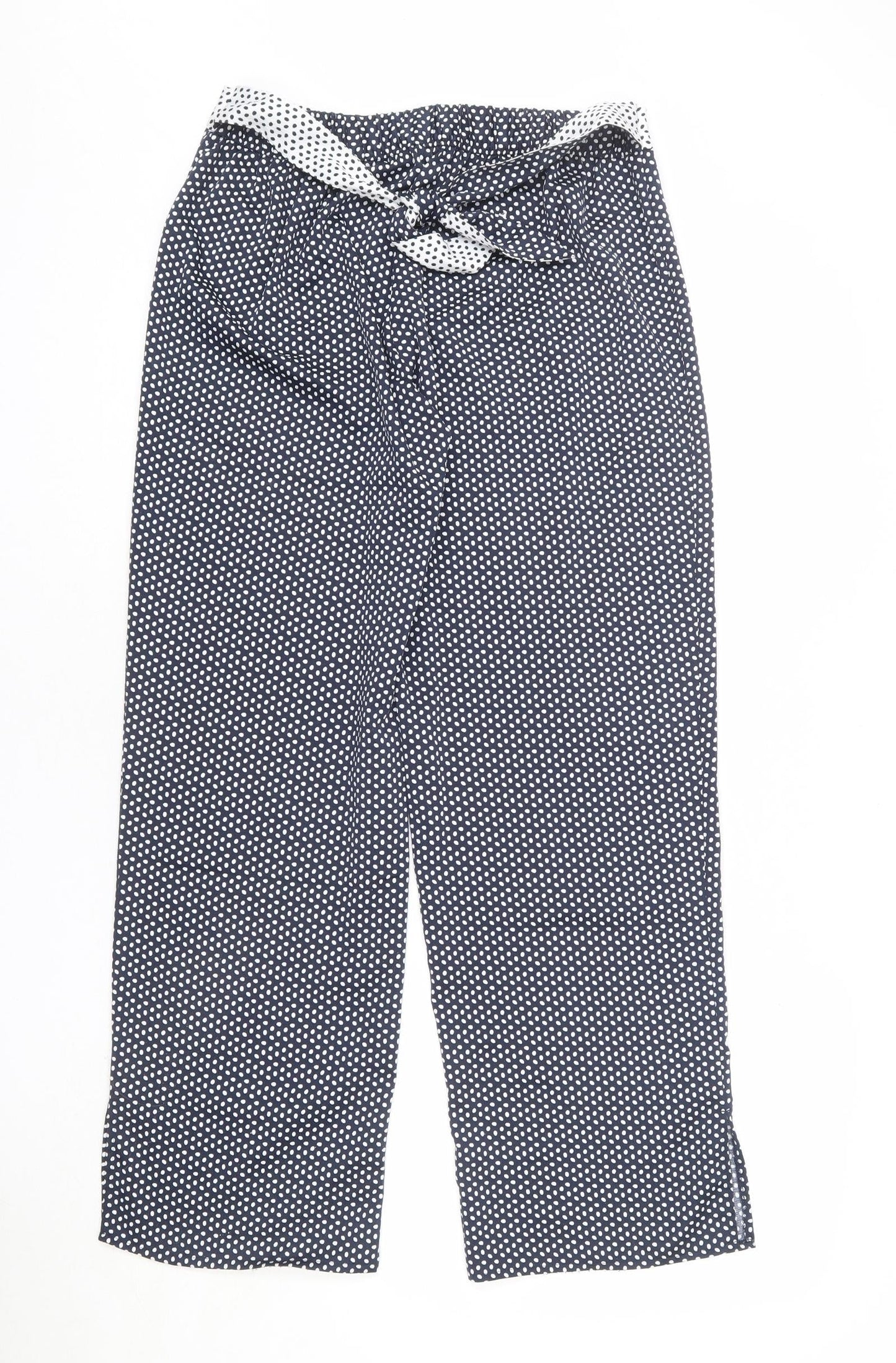 Nine Womens Blue Polka Dot Polyester Trousers Size 10 L30 in Regular