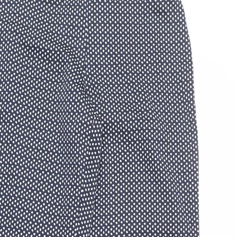 Nine Womens Blue Polka Dot Polyester Trousers Size 10 L30 in Regular
