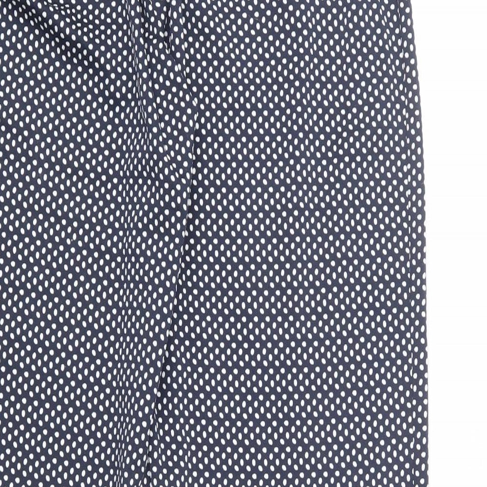 Nine Womens Blue Polka Dot Polyester Trousers Size 10 L30 in Regular