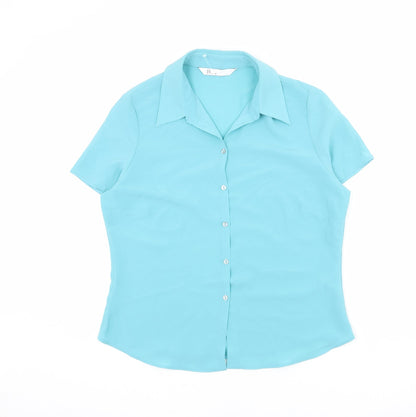 Womens UK Size 14 BHS Blue Basic Button-Up