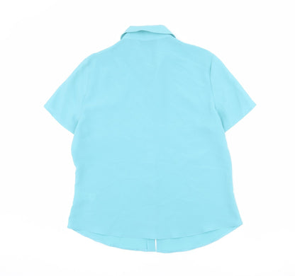 Womens UK Size 14 BHS Blue Basic Button-Up