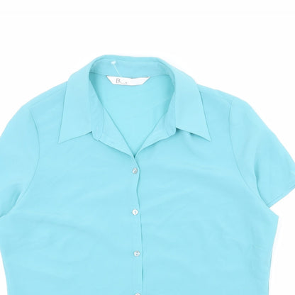 Womens UK Size 14 BHS Blue Basic Button-Up