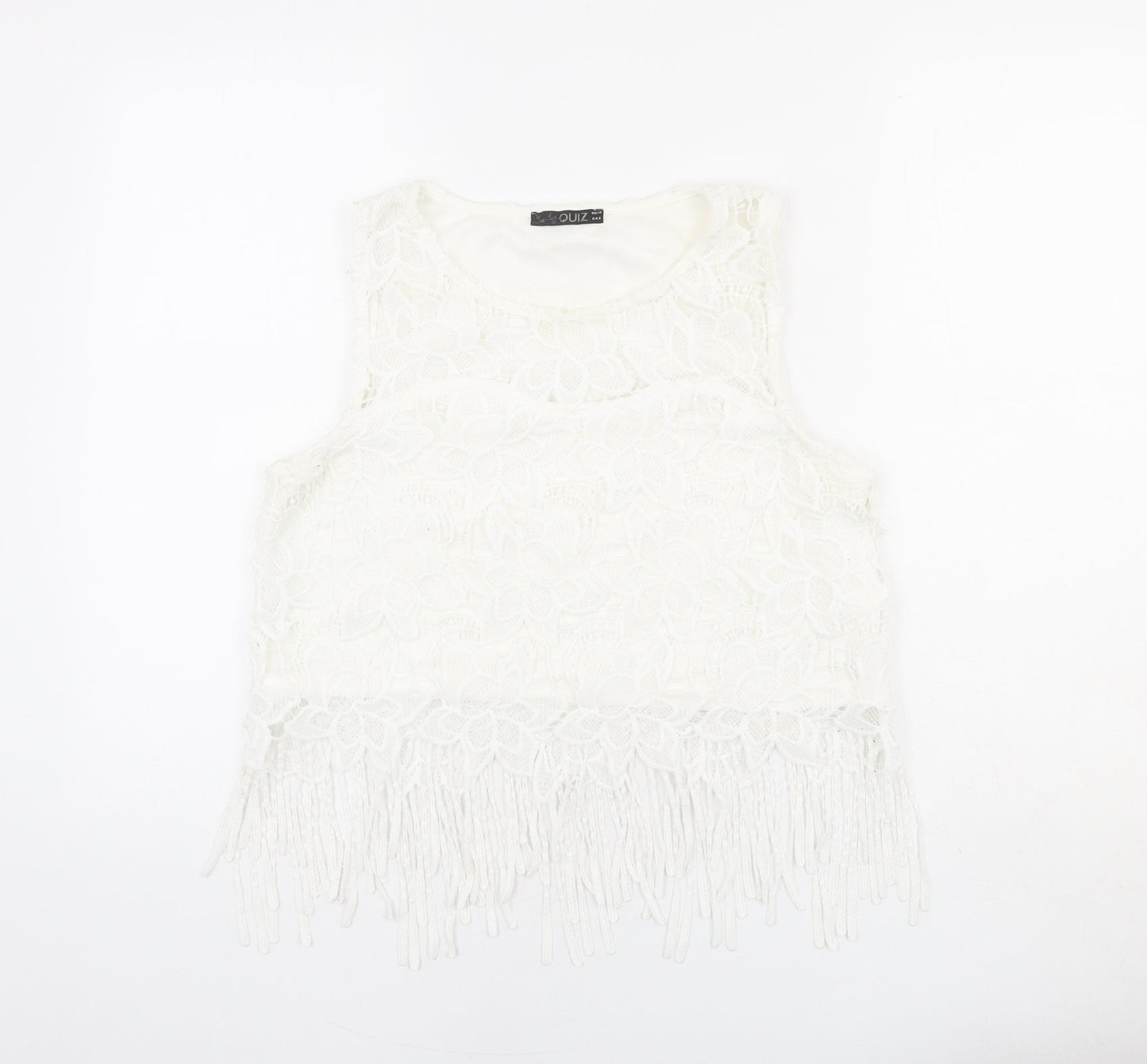 Womens UK Size 14 Quiz White Cropped Tank