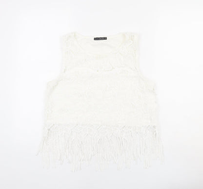 Womens UK Size 14 Quiz White Cropped Tank
